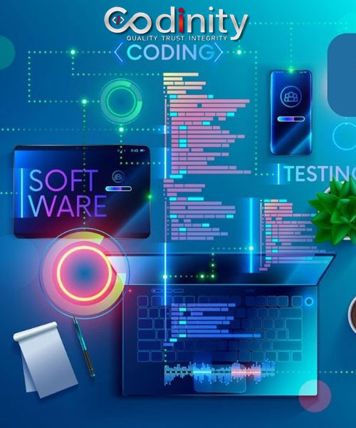 Team working on software development project